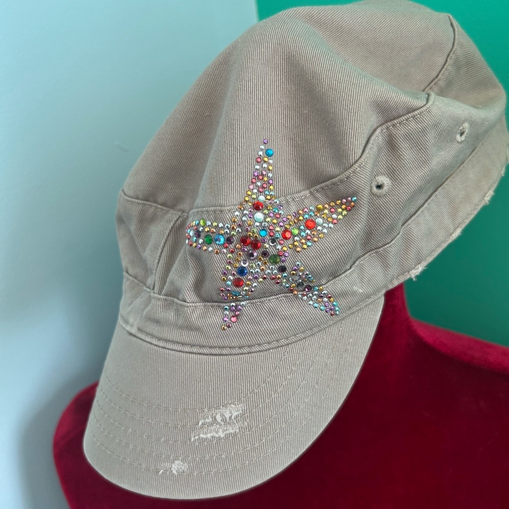 Cotton Hat With Starfish Embellishment